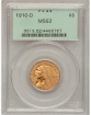 Picture of 1910D $5 Indian Head Half Eagle MS62