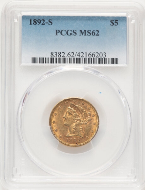 Picture of 1892S $5 Liberty Half Eagle MS62