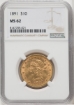 Picture of 1891 $10 Liberty Eagle MS62
