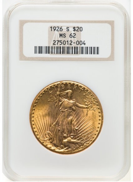 Picture of 1926S $20 St. Gaudens Double Eagle MS62