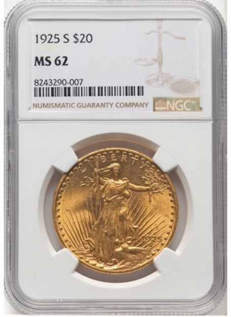 Picture of 1925S $20 St. Gaudens Double Eagle MS62