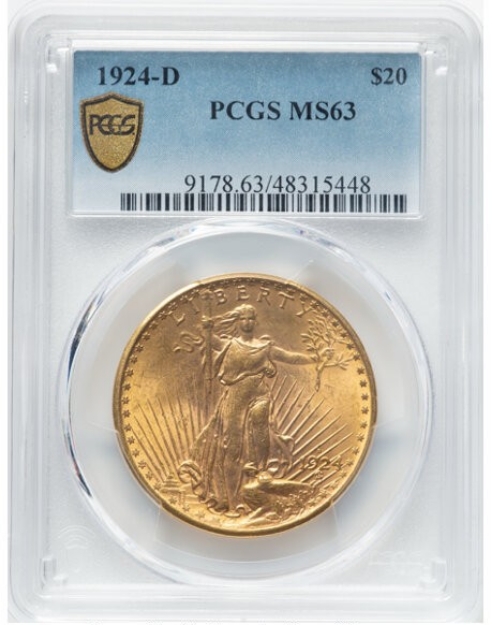 Picture of 1924D $20 St. Gaudens Double Eagle MS63