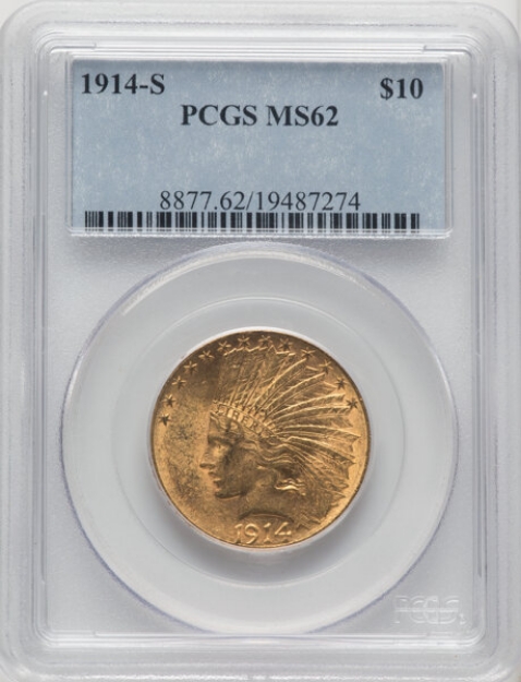 Picture of 1914S $10 Indian Head Eagle MS62