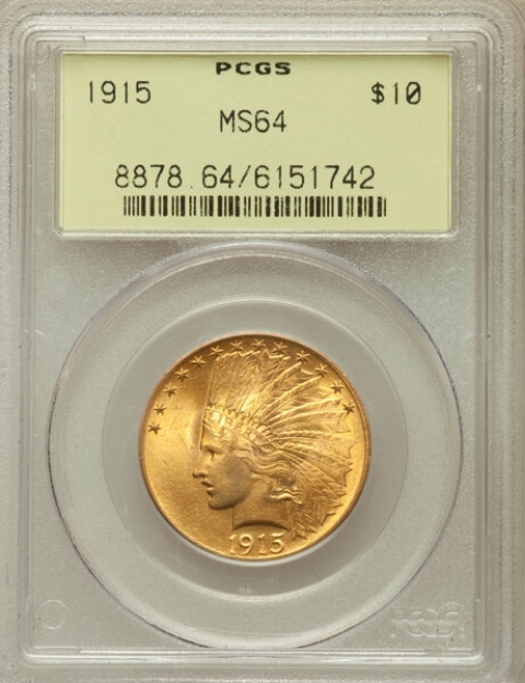 Picture of 1915 $10 Indian Head Eagle MS64