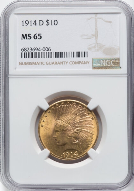Picture of 1914D $10 Indian Head Eagle MS65