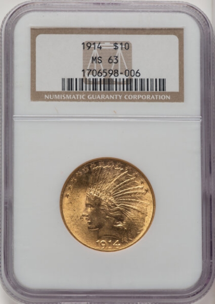 Picture of 1914 $10 Indian Head Eagle MS63