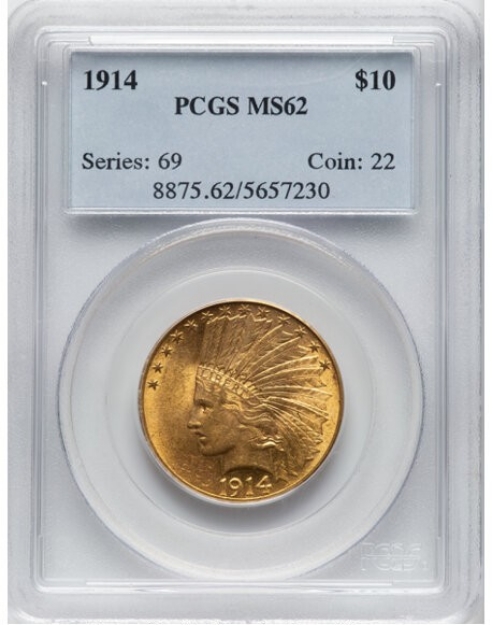 Picture of 1914 $10 Indian Head Eagle MS62