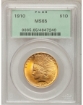 Picture of 1910 $10 Indian Head Eagle MS65