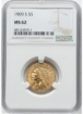 Picture of 1909S $5 Indian Head Half Eagle MS62